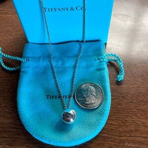 Tiffany &Co. Sterling Silver Necklace with Ball Pendant 16 or 18inch chain